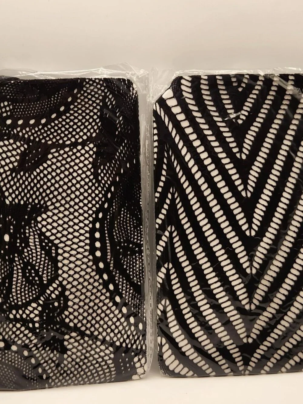 Lot of two pair paisley & herringbone pattern pantyhose NIP
